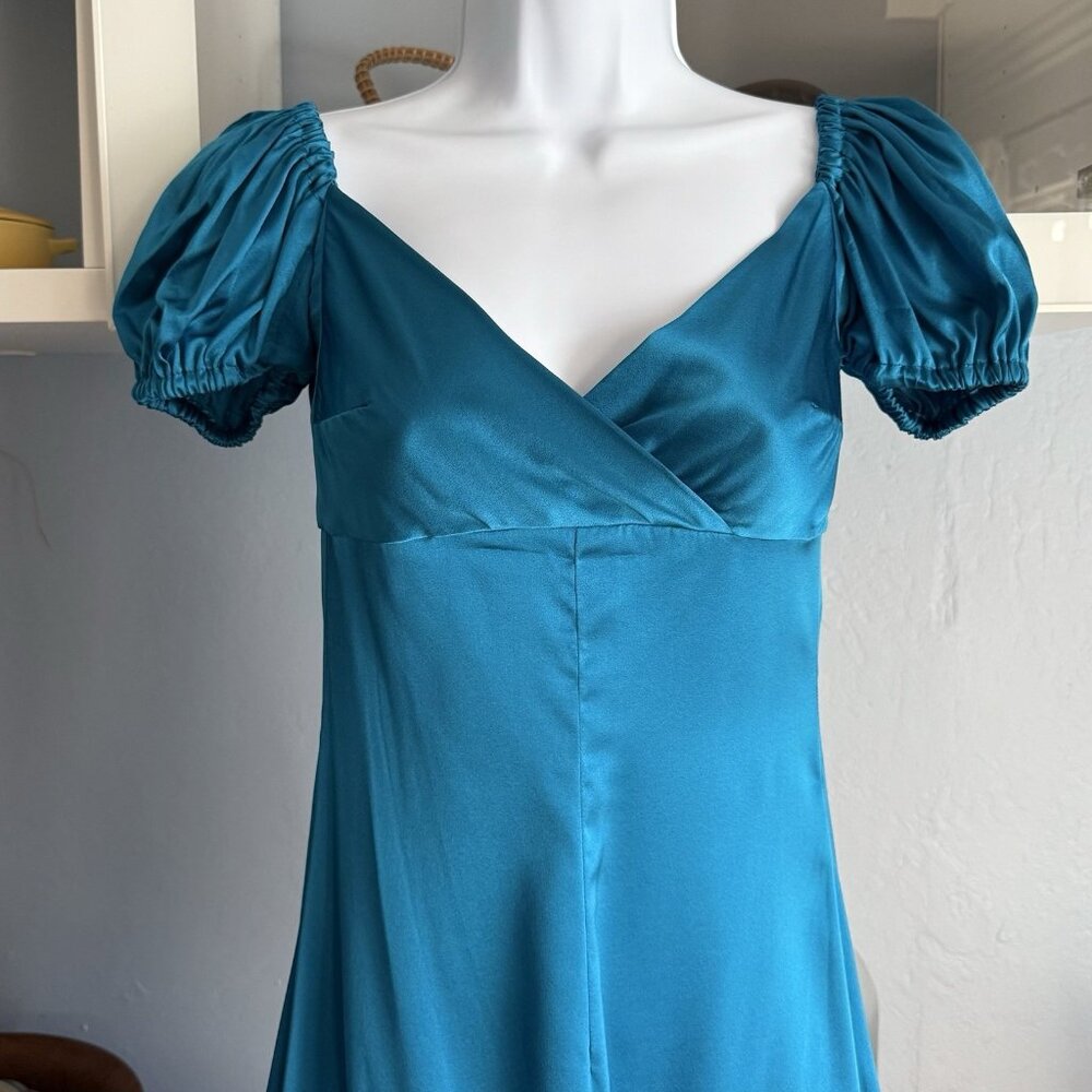 Alexis Cadiz Silk Satin Dress in Capri Blue Size XS - Picture 3 of 11